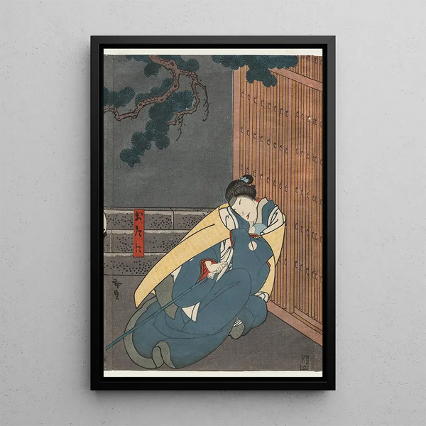 Nakayama Nanshi II painting in Otani from the series A Tale of Bravery at Iga Pass - Gosotei Hirosada — framed artwork on a wall