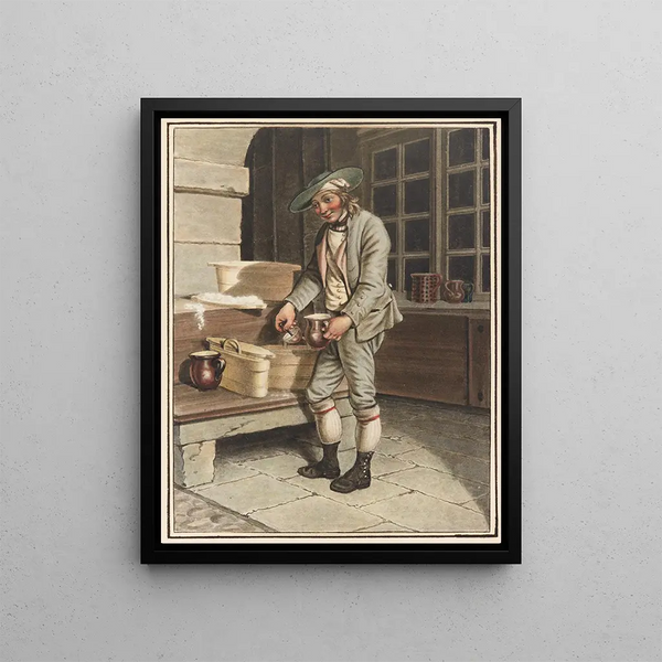 Dairy in a Bernese arcade - Gottfried Mind — framed artwork on a wall