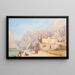 a southern coast surrounded by a mountain range - Gottfried Seelos — framed artwork on a wall