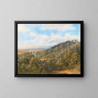 Vue du château de Sebetov Schebetau près de Boskovice - Gottfried Seelos — framed artwork on a wall