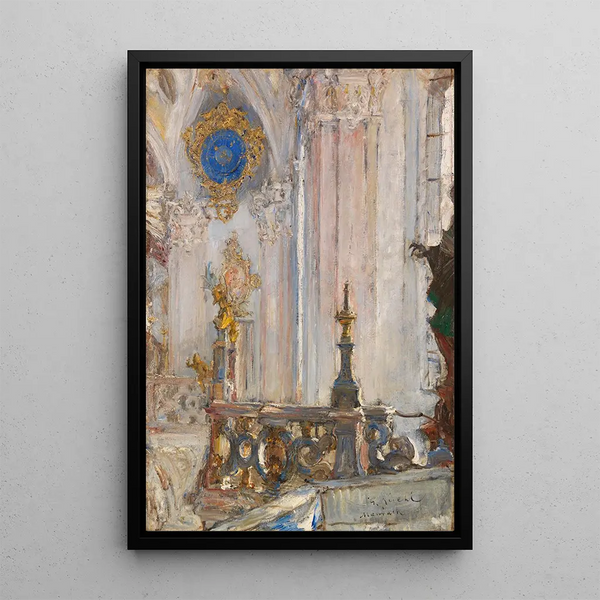 View in the rococo pilgrimage church Birnau near Maurach Castle on Lake Constance - Gotthardt Kuehl — framed artwork on a wall