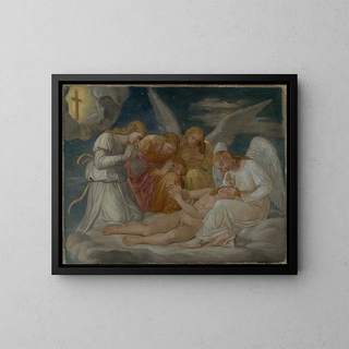 The Christ perceives the cross in a dream - Gottlieb Schick — framed artwork on a wall