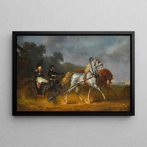 Alexander I and his coachman Ilya Baikov - Gottlob Alexander Sauerweid — framed artwork on a wall