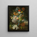 a floral still life with a view of Castel Gandolfo - Gottlob Michael Wentzel — framed artwork on a wall