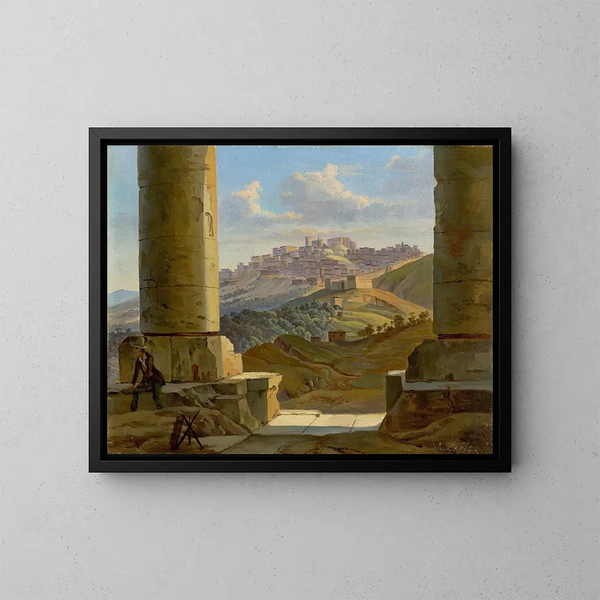 Landscape painting of Sicily - Gottlob Michael Wentzel — framed artwork on a wall