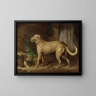 The hunting dog - Gourlay Steell — framed artwork on a wall