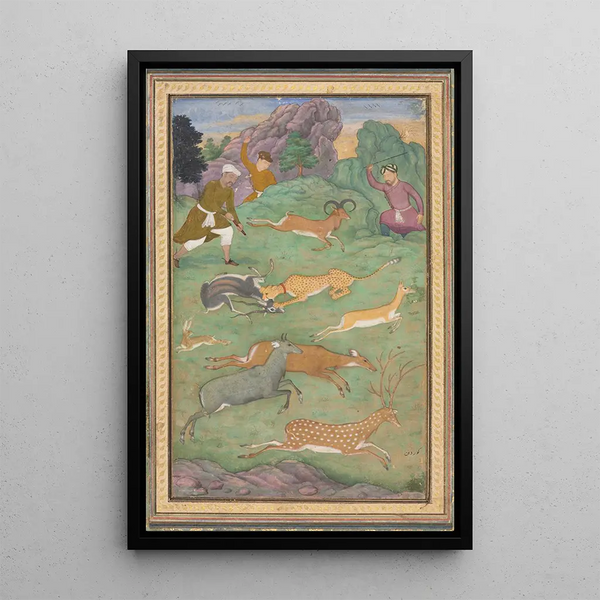 Hunting of the Antelope and Deer - Govardhan — framed artwork on a wall