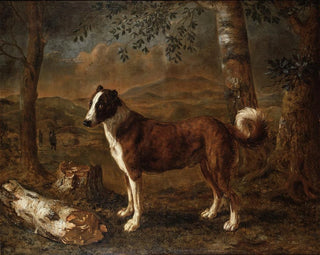 Dog and birch log - Govert Dircksz Camphuysen — artwork view