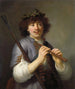Rembrandt of a shepherd with a staff and a flute - Govert Flinck — artwork view