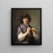 Rembrandt of a shepherd with a staff and a flute - Govert Flinck — framed artwork on a wall