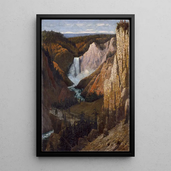 View of the Lower Falls of Yellowstone Grand Canyon - Grafton Tyler Brown — framed artwork on a wall