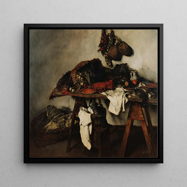 Kitchen Still Life Painting - Carl Schuch — framed artwork on a wall