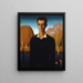 Arnold Pyle in front of a river with two men bathing nude - Grant Wood — framed artwork on a wall