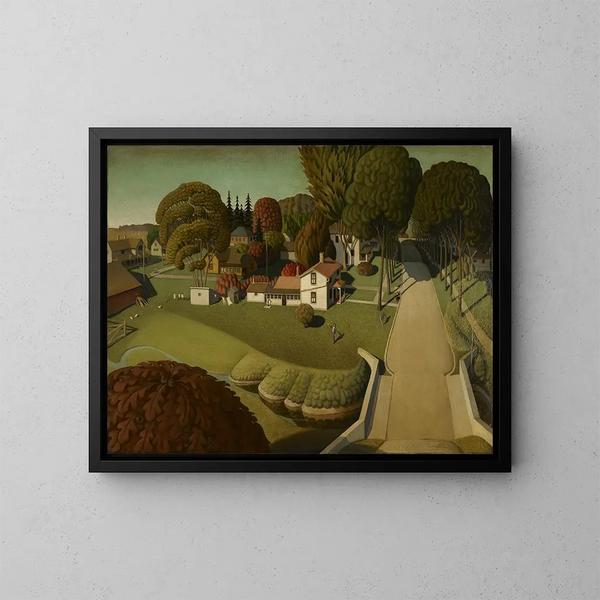 The birthplace of Herbert Hoover, West Branch, Iowa - Grant Wood — framed artwork on a wall