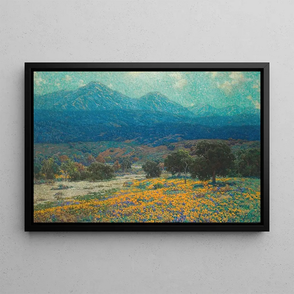 California Poppy Field Painting - Granville Redmond — framed artwork on a wall