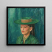 Grete Gamerith with a green hat - Walther Gamerith — framed artwork on a wall
