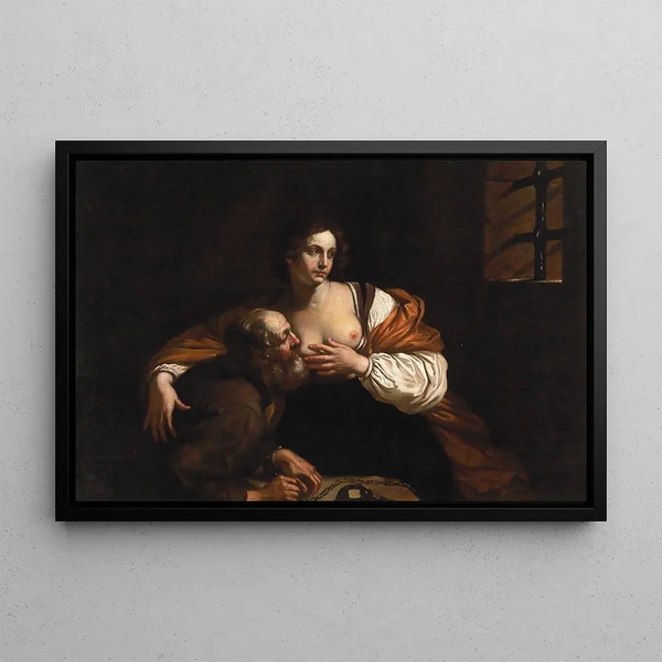Caritas Romana - Guercino — framed artwork on a wall