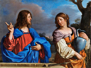 Jesus and the Samaritan at the well - Guercino — artwork view