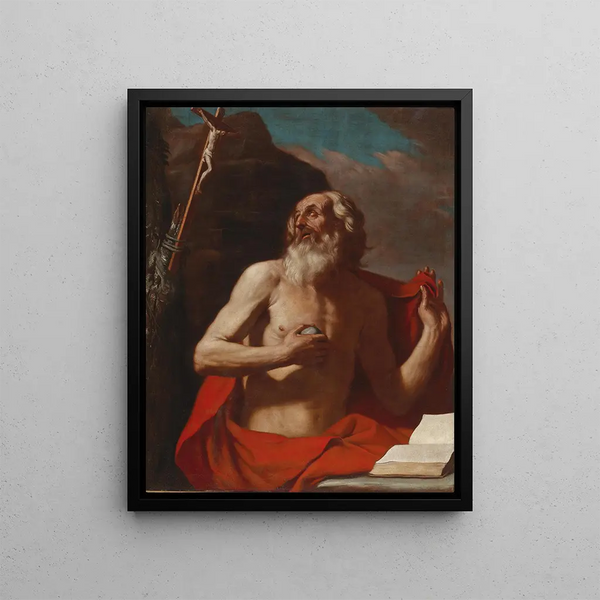 Saint Jerome Painting - Guercino — framed artwork on a wall
