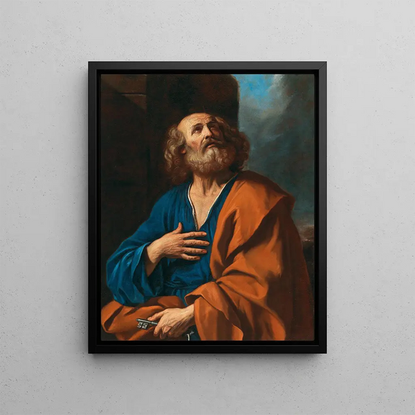 Saint Peter Painting - Guercino — framed artwork on a wall