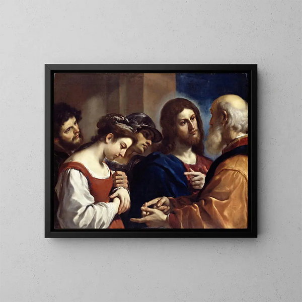 The Adulteress Woman - Guercino — framed artwork on a wall