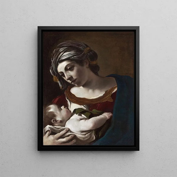 Virgin and Child Painting - Guercino — framed artwork on a wall