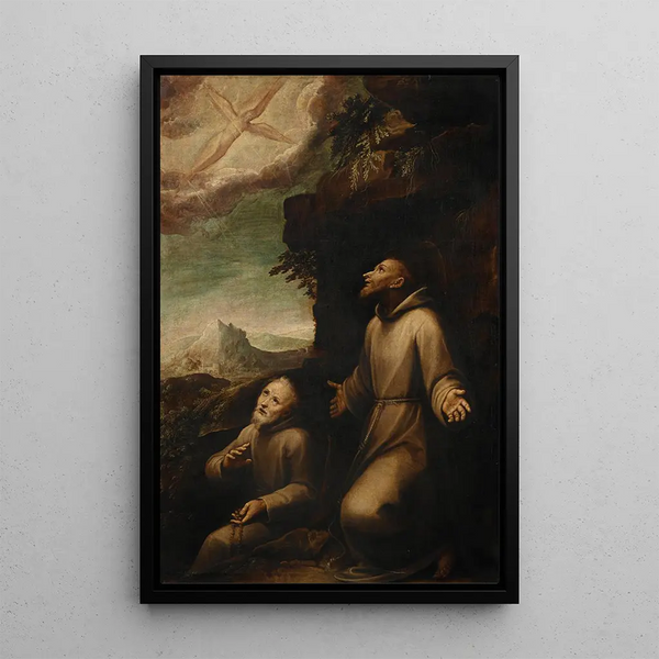 Saint François receives the stigmata - Guglielmo Caccia — framed artwork on a wall