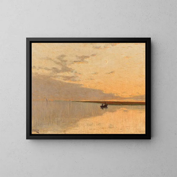 Boat at dusk - Guglielmo Ciardi — framed artwork on a wall