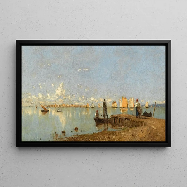 Lagoon Painting - Guglielmo Ciardi — framed artwork on a wall