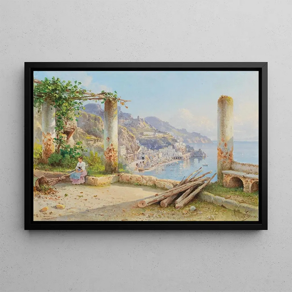 View of the Amalfi Coast - Guglielmo Giusti — framed artwork on a wall