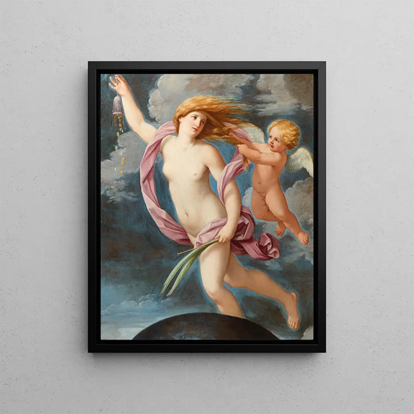 Fortuna with a purse - Guido Reni — framed artwork on a wall
