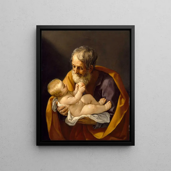 Saint Joseph and the Child Jesus - Guido Reni — framed artwork on a wall