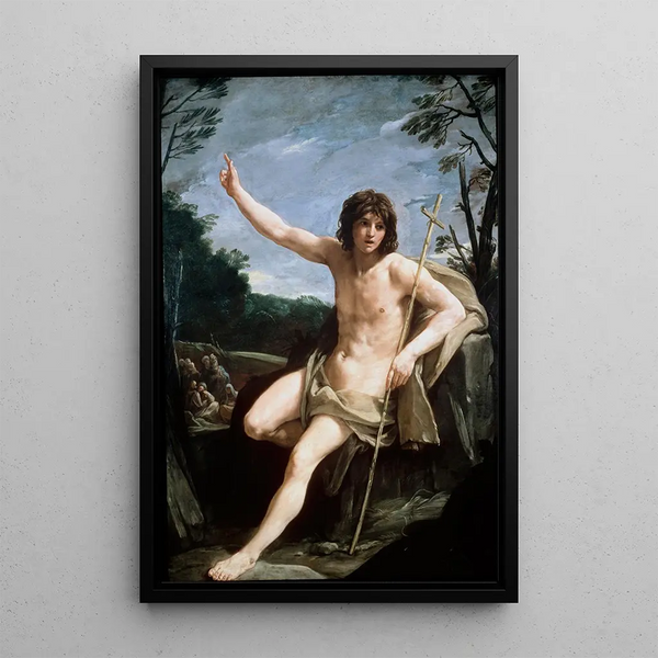 Saint Jean-Baptiste dans le désert - Guido Reni — framed artwork on a wall