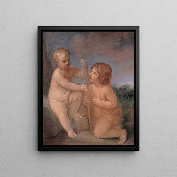 L'Enfant Jésus et saint Jean - Guido Reni — framed artwork on a wall
