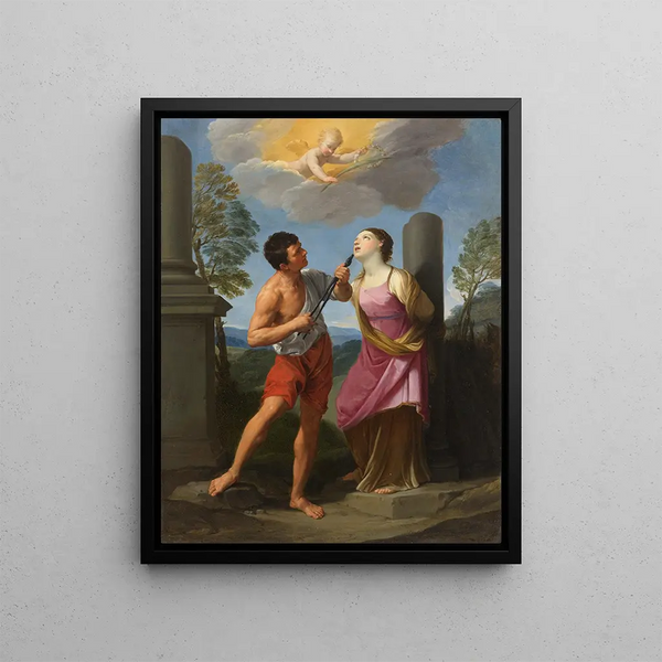The Martyrdom of Saint Apollonia - Guido Reni — framed artwork on a wall