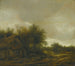 a dune landscape with figures on a sandy path near a cottage - Guillam Dubois — artwork view