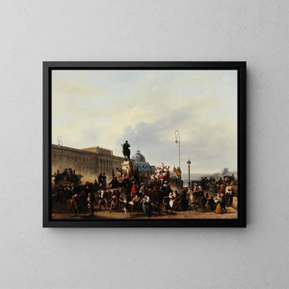 Mascarade sur le Pont Neuf - Guillaume Frédéric Ronmy — framed artwork on a wall