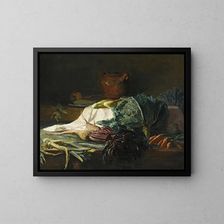 Kitchen Still Life Painting - Guillaume-Romain Fouace — framed artwork on a wall