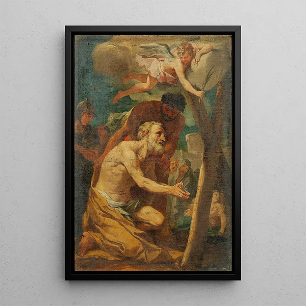 The Martyrdom of Saint Andrew - Guillaume Courtois — framed artwork on a wall