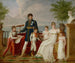 Portrait painting of Joachim Murat, his wife Caroline Bonaparte, and their family with a view of Naples - Guillaume Descamps — artwork view