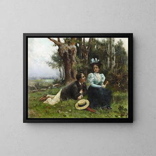 La Cour en campagne - Guillermo Gómez Gil — framed artwork on a wall