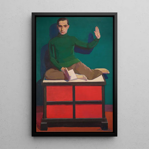 Portrait painting of Luis E Pombo - Guillermo Laborde — framed artwork on a wall