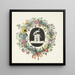 Flower Garland Painting around a Fragment of a Funerary Monument - Gesina ter Borch — framed artwork on a wall