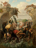 The bridge of Nya Lödöse collapsing into the Säve River in 1543 - Gustaf Henrik Brusewitz — artwork view