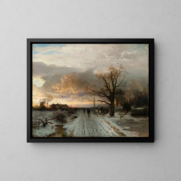 Winter Landscape Painting - Gustaf Rydberg — framed artwork on a wall