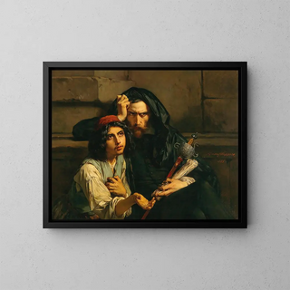 Portrait of Lus de Cames and his chief - Gustaf Wappers — framed artwork on a wall