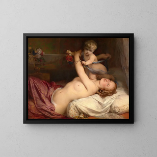 Young mother with child - Gustaf Wappers — framed artwork on a wall
