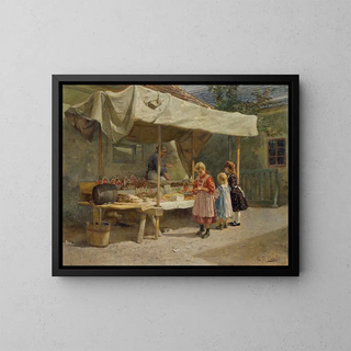 at the gingerbread stand - Gustav August Hessl — framed artwork on a wall