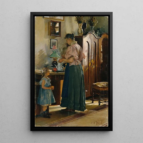 Evening Time - Gustav August Hessl — framed artwork on a wall