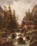 a painting of a mill near a mountain stream - Gustav Barbarini — artwork view
